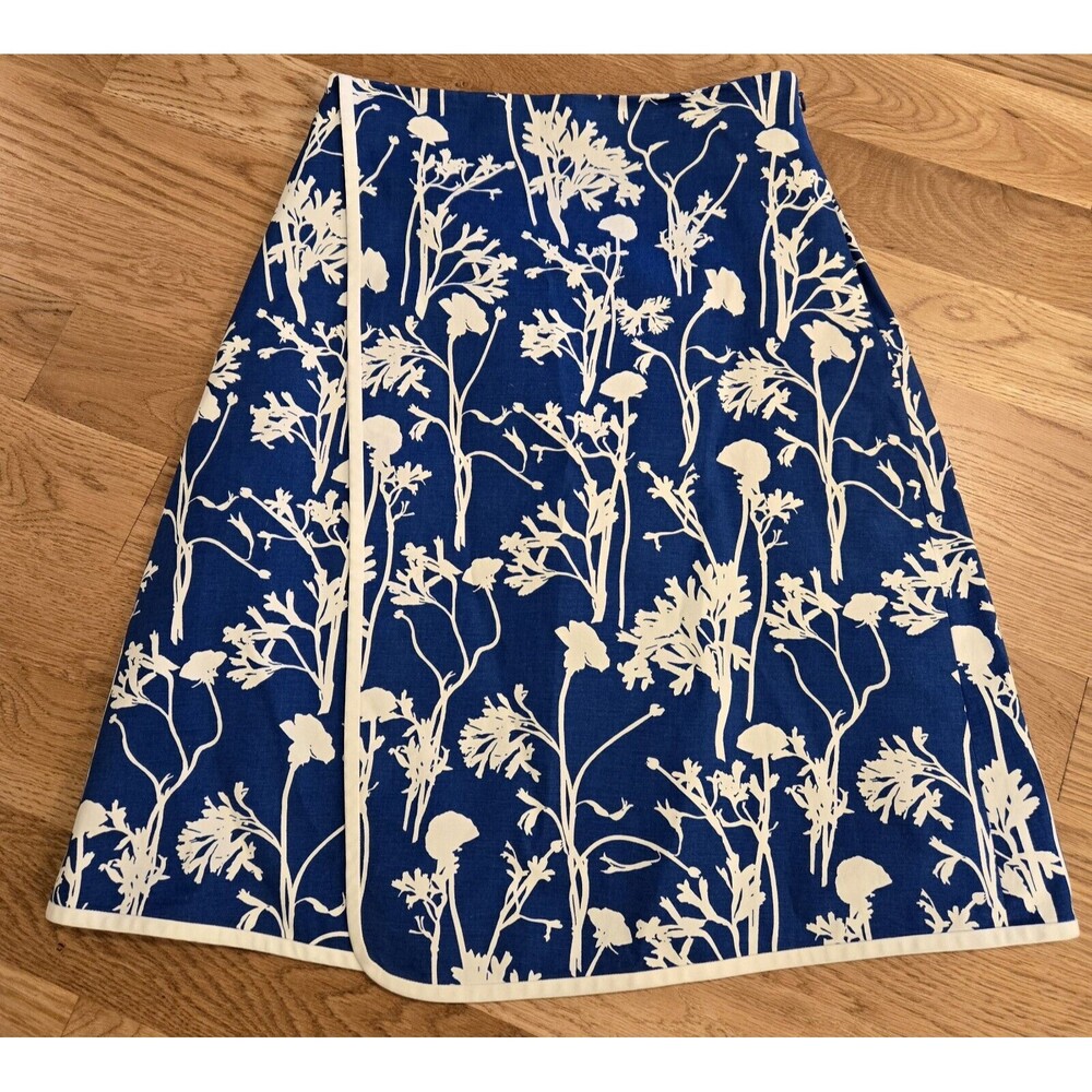 Kate Spade Saturday Wrap Skirt Size 6 Blue Floral  POCKETS!
